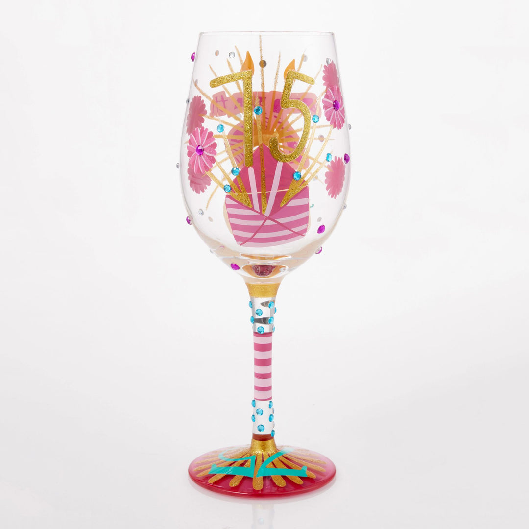 Happy 75th Birthday Wine Glass