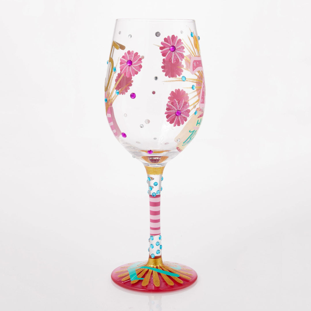Happy 75th Birthday Wine Glass
