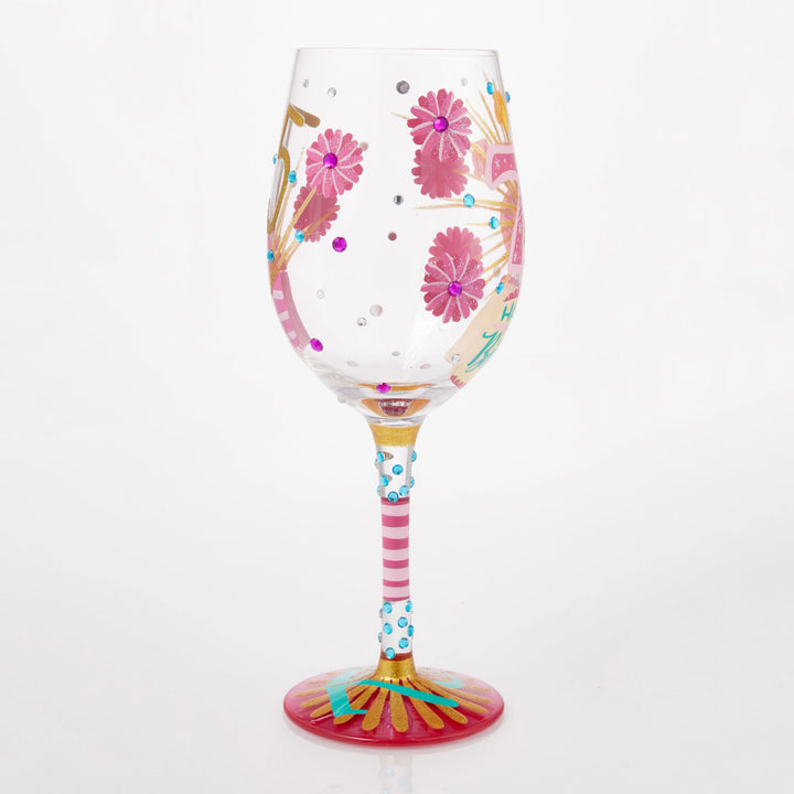 Happy 75th Birthday Wine Glass