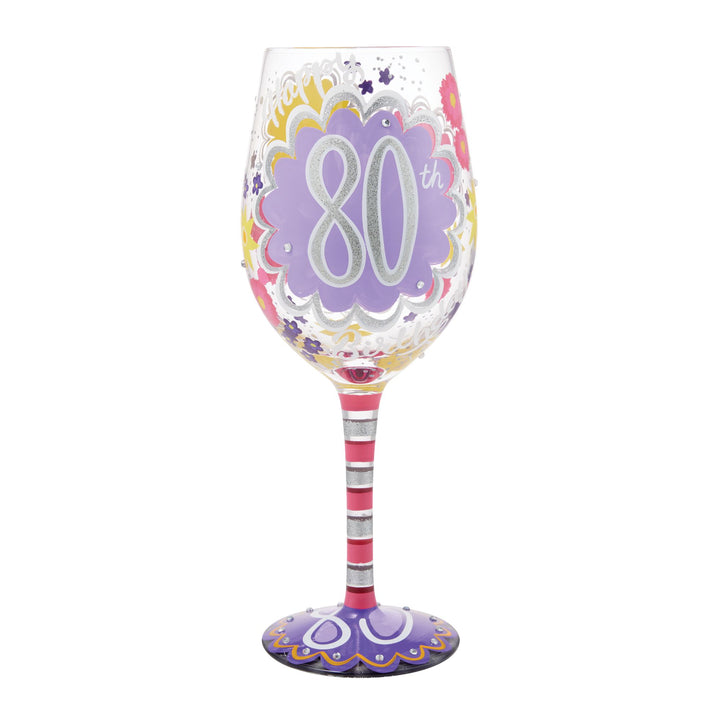 Happy 80th Birthday Wine Glass