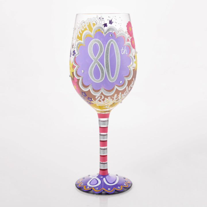 Happy 80th Birthday Wine Glass