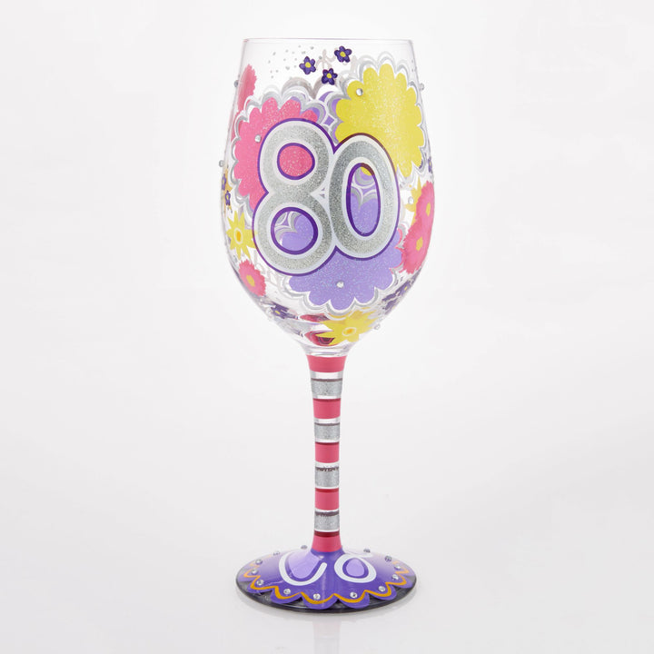 Happy 80th Birthday Wine Glass