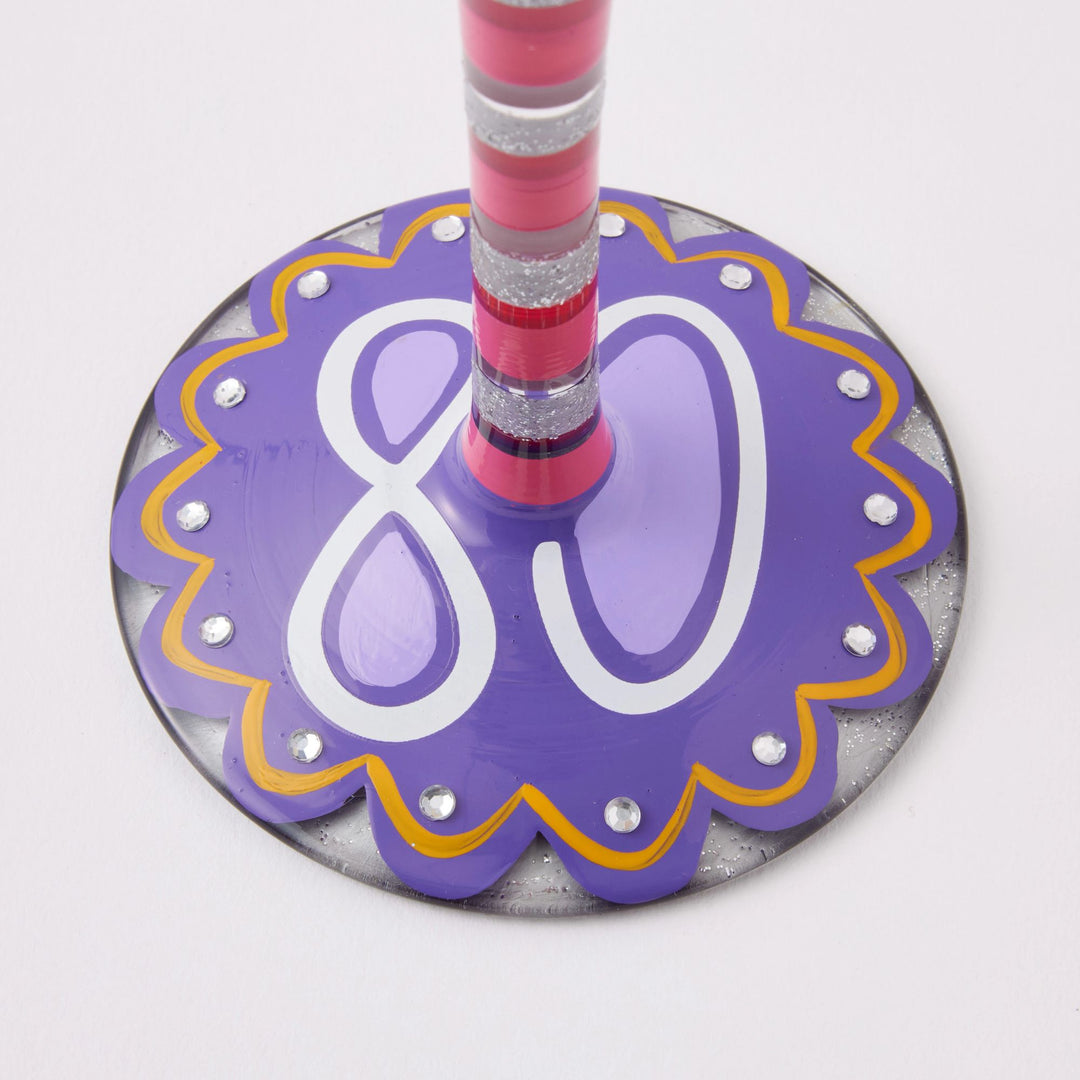 Happy 80th Birthday Wine Glass