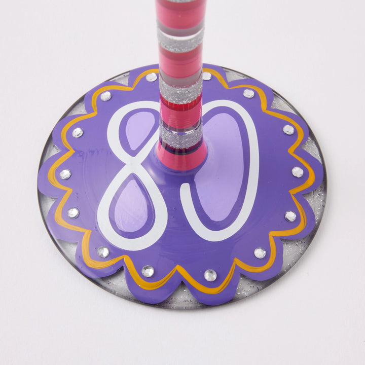 Happy 80th Birthday Wine Glass