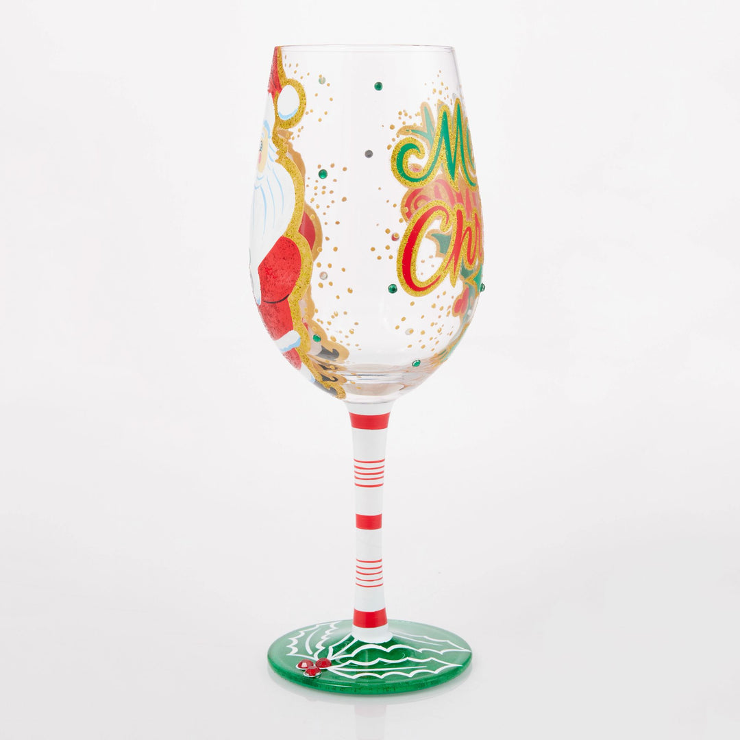 Here Comes Santa Claus Wine Glass