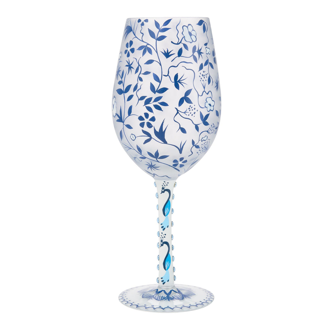 Blue Menagerie Wine Glass