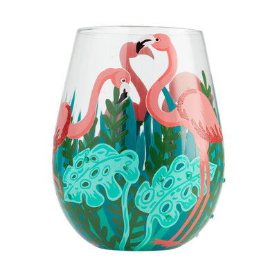 Fancy Flamingo Stemless Glass by Lolita