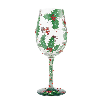 Holly Jolly Wine Glass